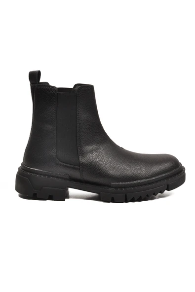 Ayakmod Siyah İçi Polarlı Kaymaz Soğuğa Dirençli Erkek Chelsea Bot 748 M - Resim 2