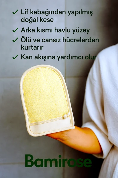BAMİROSE %100 ORGANİK DOĞAL KABAK DÜZ EL GEÇME LİF, PEELİNG LİFİ, ANTİ SELÜLİT LİFİ, BANYO HAMAM LİF,
