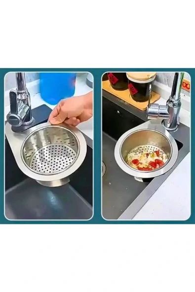 Premium Modern Paslanmaz Çelik Kuğu Tasarımlı Süzgeçli Asılabilen Tezgah Üstü Lavabo Drenaj Sepeti - Resim 5