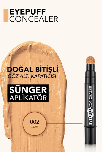 Flormar Eye Puff Kremsi Dokulu & Yarı Mat Bitişli Sünger Aplikatörlü Kapatıcı - Resim 3