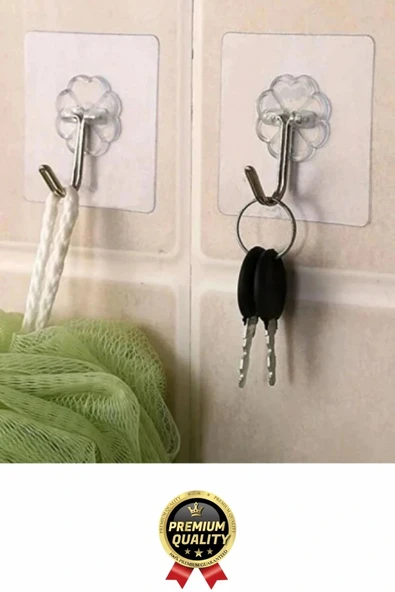 Çok Amaçlı Süper Güçlü Kendinden Yapışkanlı Kolay Montaj Duvar Mutfak Şeffaf Askılık Kancalı Askı - Resim 2