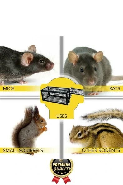 Özel Üretim Etkili Pratik Güvenli Hayvan Kemirgen Kontrolü Yaylı Otomatik Kilitli Metal Fare Kafesi - Resim 2