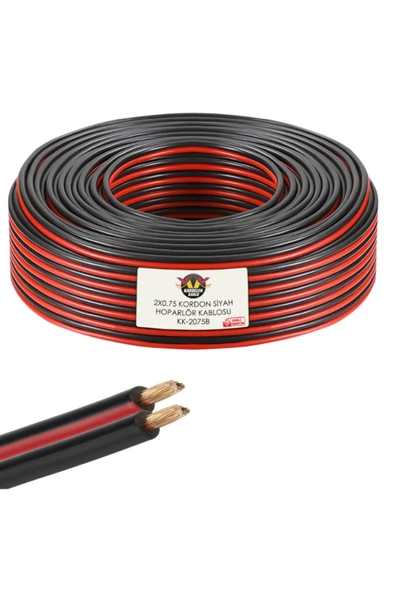 KABLOTECH Siyah Kordon 2x0.75mm 100 Metre Garantili Yüksek Kalite Cca Kablo Hoparlör Kablo Zayıf Akım