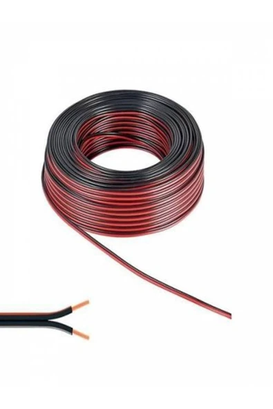 KG GROUP Kablo 2 X 0,75 Mm Bitişik Yassı Kordon Hoparlör Kablosu Siyah 10metre