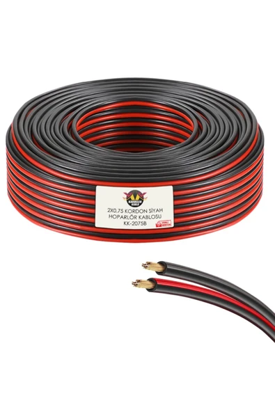 KABLOTECH Siyah Kordon 2x0.75mm 100 Metre Garantili Yüksek Kalite Cca Kablo Hoparlör Kablo Zayıf Akım - 4