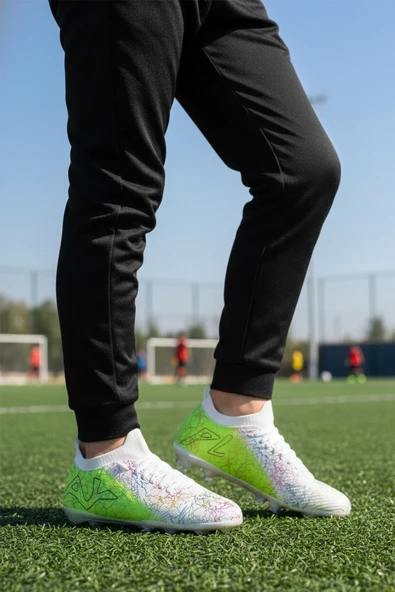 Playup Beyaz Yeşil Bilekten Çoraplı Unisex Krampon GK-252-153 G