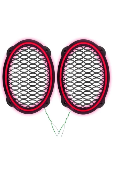 Poke Ledli Hoparlör Kapak Oval 12v 2adet Pk-5052, Kırmızı