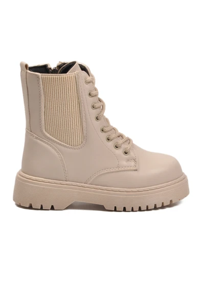 AYK'S Bej Polarlı Kaymaz Soğuğa Dirençli Deri Çocuk Bot Tuno 07 F - 2