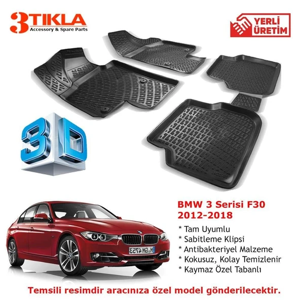 BMW 3 Serisi F30 2012-2018 Premium 3D Havuzlu Paspas Seti ürün görseli