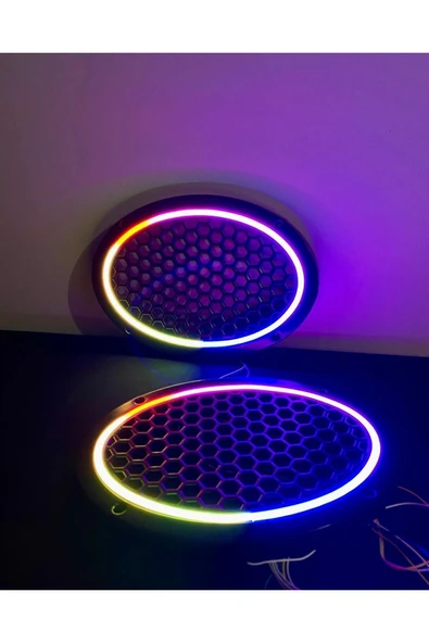 TREND 358 Modlu Kayar Ledli Oval Hoparlör Kapağı Pixel Kayar Neon Işıklı Oval Kapak