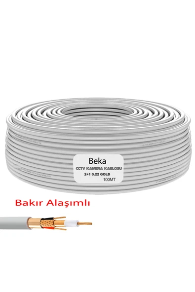BekaTronik 100 Metre Güvenlik Kamera Kablosu 2 1 0.22 Cctv Tam Bakır Kablo Modern Tasarım GOLD