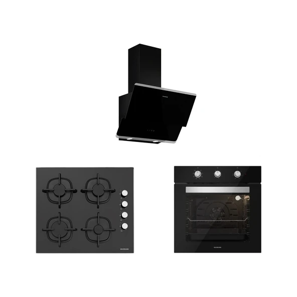 Silverline BO6503B01 - CS5343B01 - 3490 Oslo 60 Siyah Ankastre Set ürün görseli 1