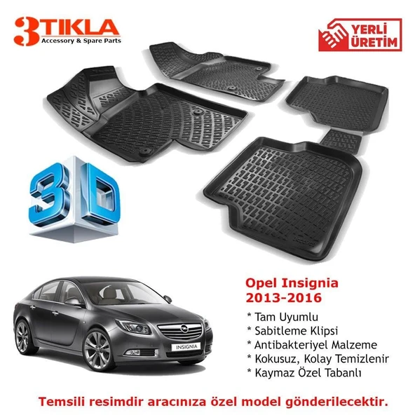 Opel Insignia 2013-2016 Premium 3D Havuzlu Paspas Seti ürün görseli