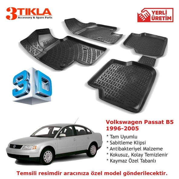 Volkswagen Passat 1996-2005 Premium 3D Havuzlu Paspas Seti ürün görseli