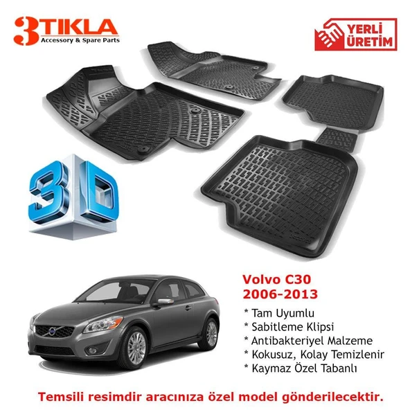 Volvo C30 2006-2013 Premium 3D Havuzlu Paspas Seti ürün görseli