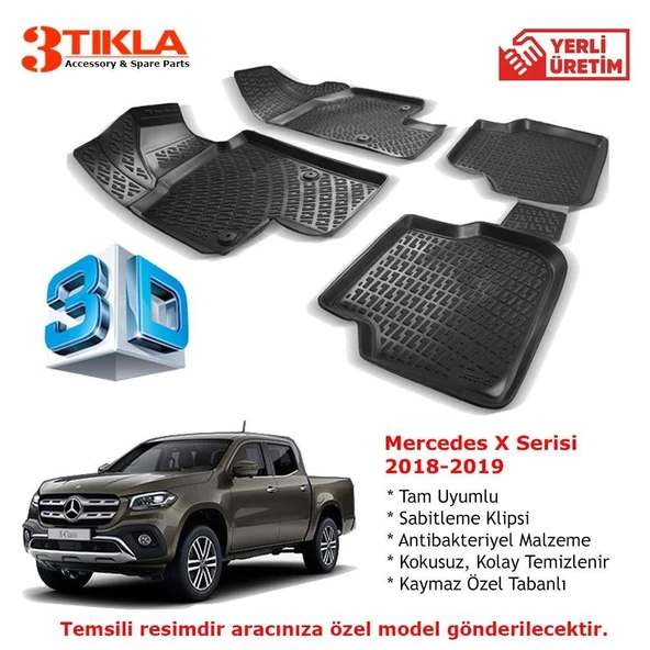 Mercedes X Serisi 2018-2019 Premium 3D Havuzlu Paspas Seti