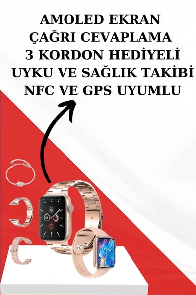 Wireless Şarjlı Pembe Akıllı Saat ve Kablosuz Bluetooth Kulaklık Dokunmatik Kontrol - 3