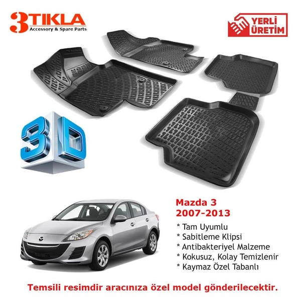Mazda 3 2007-2013 Premium 3D Havuzlu Paspas Seti