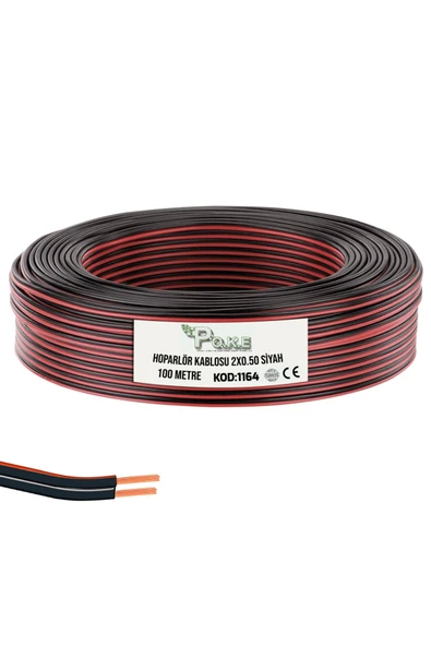 Poke 2x0.50 Hoparlör Kablosu Siyah Kordon 100 Metre Pk-1164