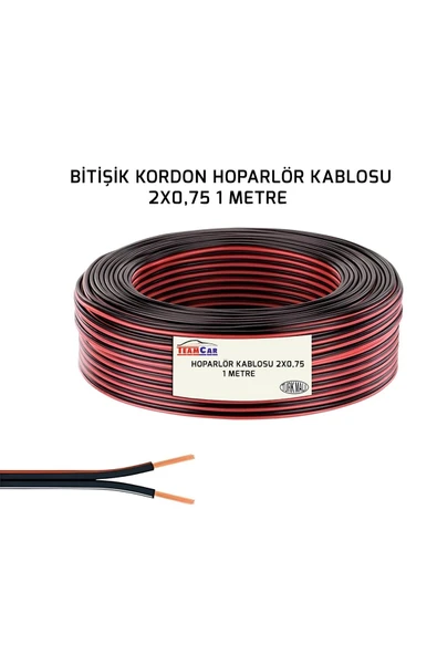 TEAMCAR Hoparlör Tesisat Kablosu Bitişik Kordon Çiftli Kablo 2x0,75 1 Metre Fiyatıdır
