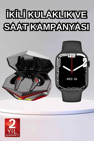 İkili Set Dev Kampanya Ucuz Kulaklık Ucuz Akıllı Saat Gürültü Önleyici Uzun Pil Ömrü - 1