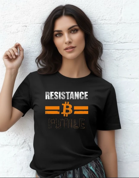 DEVISSO TRADERS Resistance B Futile - Bitcoin - Trader, Borsaci Kadın Siyah T-Shirt