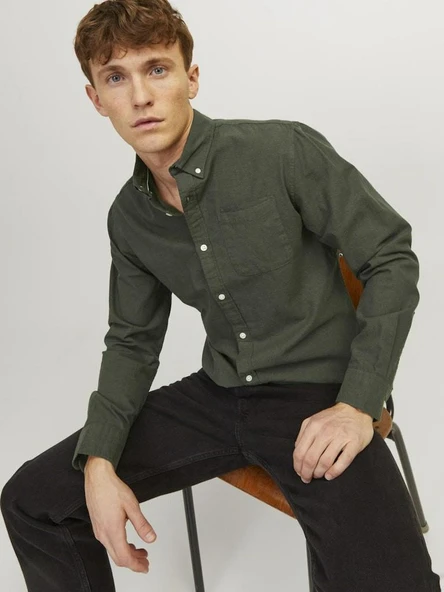 Jack Jones Oxfort Erkek Gömlek 12182486 - Resim 3