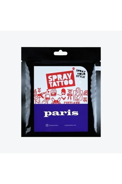 One Spray Tattoo Paris City Pack Dövme Şablon Seti ( Spreysiz) - Resim 5
