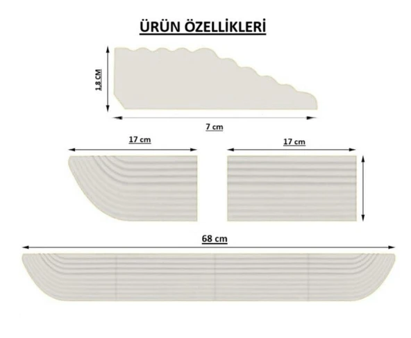 3YK.3d 1,8 cm x 68 cm Yükseklik (( BEYAZ )) Tüm Robot Süpürge, Tekerlekli sandalye'ler için KAPI EŞİK RAMPASI - 3