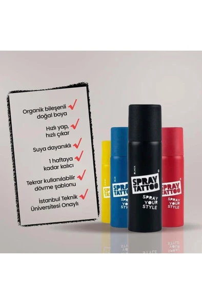 One Spray Tattoo Stockholm City Pack Dövme Şablon Seti( Spreysiz) - Resim 7