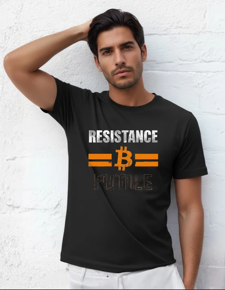 DEVISSO TRADERS Resistance B Futile - Bitcoin - Trader, Borsaci Erkek Siyah T-Shirt