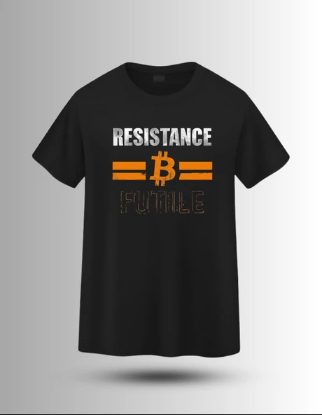 DEVISSO TRADERS Resistance B Futile - Bitcoin - Trader, Borsaci Erkek Siyah T-Shirt - 3
