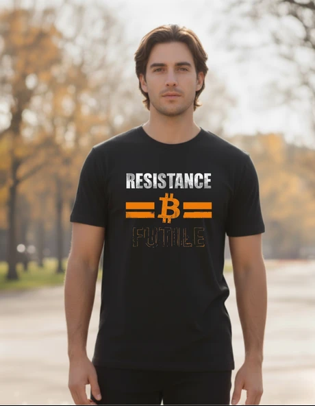 DEVISSO TRADERS Resistance B Futile - Bitcoin - Trader, Borsaci Erkek Siyah T-Shirt - 2