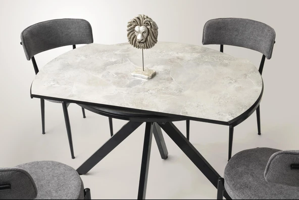 Nova Alfa Yuvarlak Açılır MDF Mutfak Masa Sandalye Takımı 70x120 - Resim 4