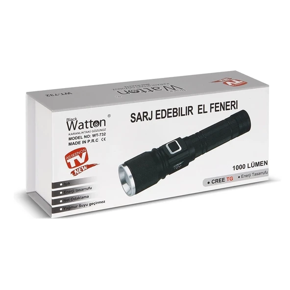 Cree Tg Led 1000 Lümen Göstergeli Fonksiyonel El Feneri  Wt-732 - Resim 3