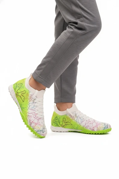 Playup Beyaz Yeşil Bilekten Lastikli Unisex Halı Saha Ayakkabısı GH-252-153 G