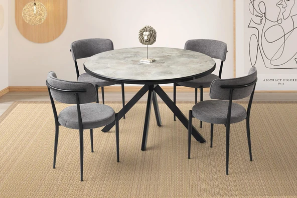 Nova Alfa Yuvarlak Açılır MDF Mutfak Masa Sandalye Takımı 70x120 ürün görseli 1