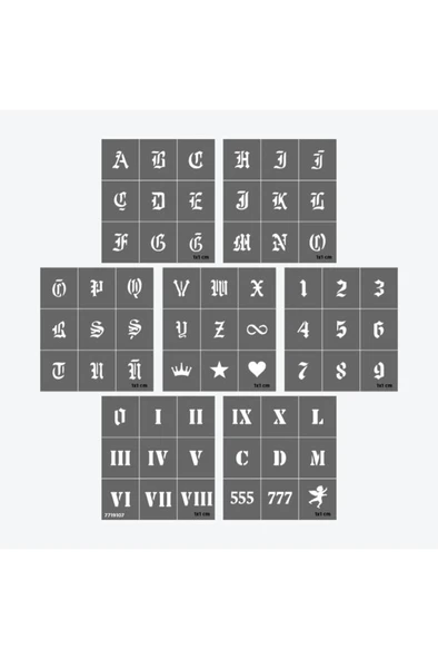 One Spray Tattoo Abc&123 Gotik Font Dövme Şablon Seti (SPREYSİZ) - Resim 4