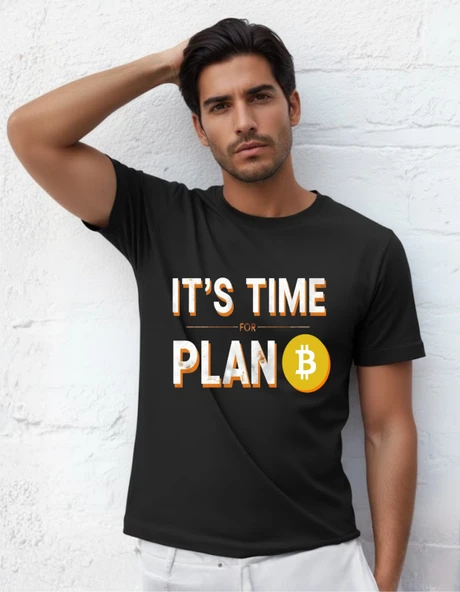 DEVISSO TRADERS Time for Plan B - Bitcoin - Trader, Borsaci Erkek Siyah T-Shirt