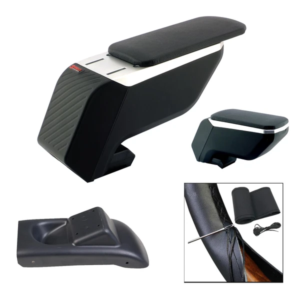 Citroen C3 2010-2017 Premium HQ Lüks ABS Ayaklı Gri-Siyah Kolçak ürün görseli 1