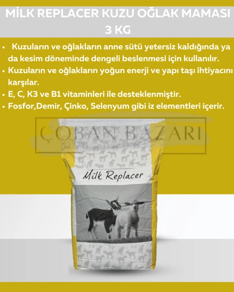 MİLK REPLAKER KUZU VE OĞLAK MAMASI  3 KG ürün görseli