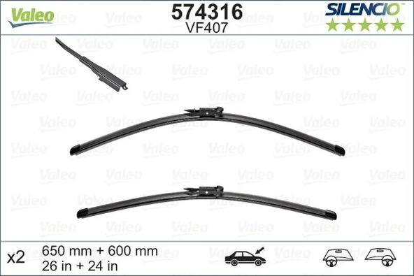 X SİLECEK SILENCIO 65 60 102 FLATBLADE-MUZ TİPİ VM407 MERCEDES VANEO 2002-2005 119388 BIYIKLI A1698200145 A4148200245 ürün görseli