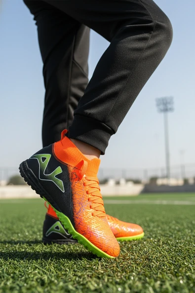 Playup Turuncu Siyah Bilekten Lastikli Unisex Halı Saha Ayakkabısı GH-252-153 G - 3