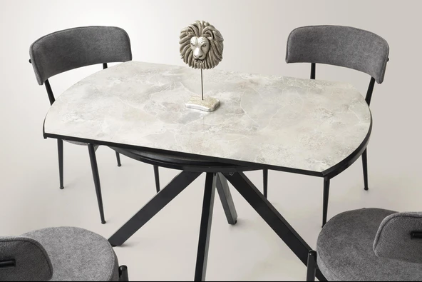 Nova Alfa Yuvarlak Açılır MDF Mutfak Masa Sandalye Takımı 70x120 - Resim 5