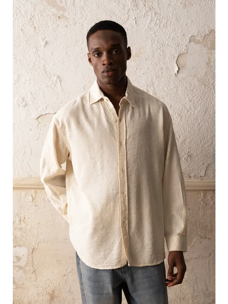 Giesto Desenli Uzun Kollu Bej Gömlek ürün görseli 1