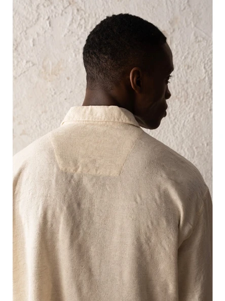 Giesto Desenli Uzun Kollu Bej Gömlek - Resim 4