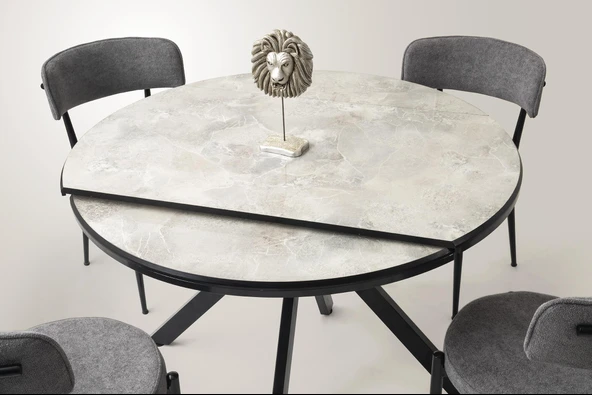 Nova Alfa Yuvarlak Açılır MDF Mutfak Masa Sandalye Takımı 70x120 - Resim 2