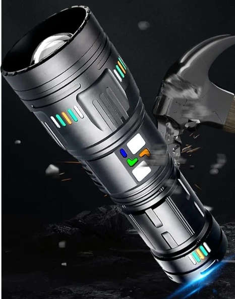 Pro F-3002 Alüminyum Tg Led Gece Şeritli Type-c Şarjlı El Feneri - Resim 3