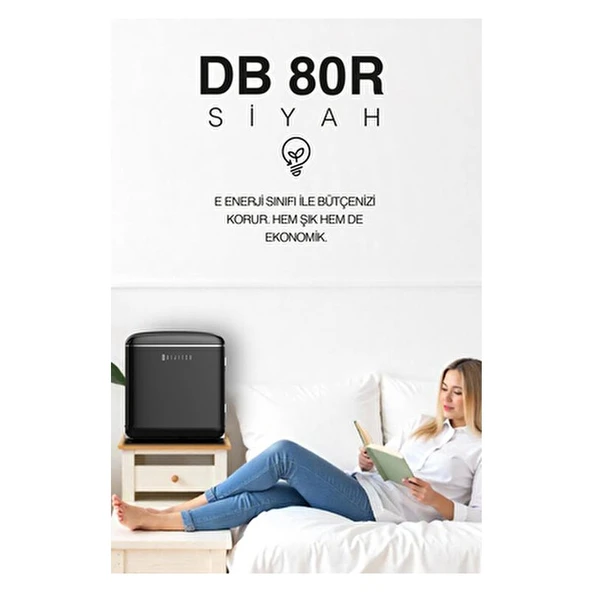 Dijitsu DB80RBL Retro Mini Buzdolabı Siyah - Resim 3