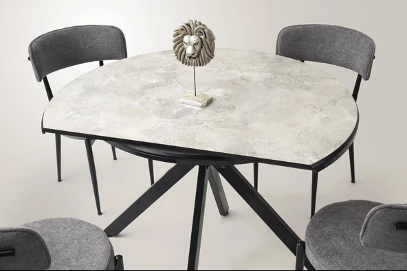 Nova Alfa Yuvarlak Açılır MDF Mutfak Masa Sandalye Takımı 70x120 - Resim 3